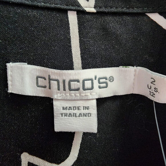 Chico's Black Button Up Tunic Top Size 12 - Picture 6 of 7